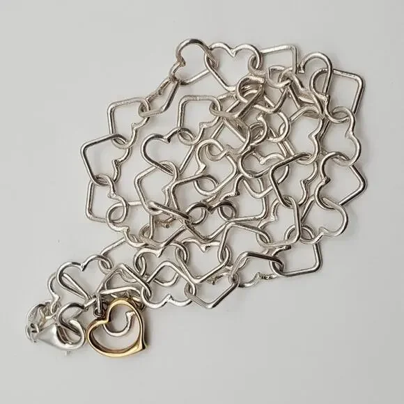 Milor Italy 925 Sterling Silver Open Heart Links 18” Necklace 20.5 Grams - Picture 4 of 8
